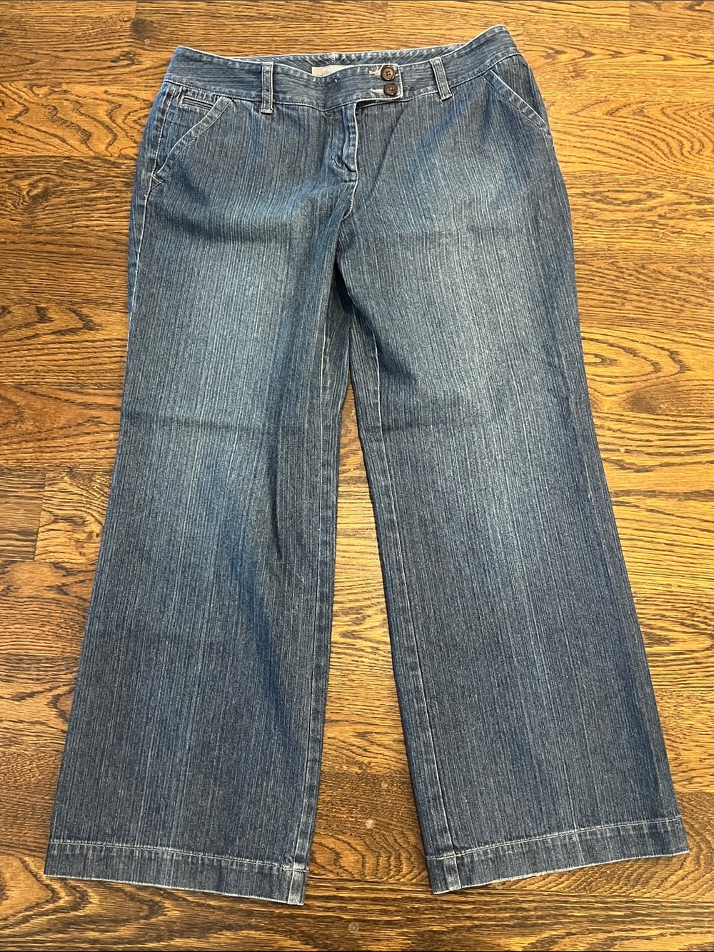 Ann Taylor Wide-Leg Jeans in Medium Blue Wash